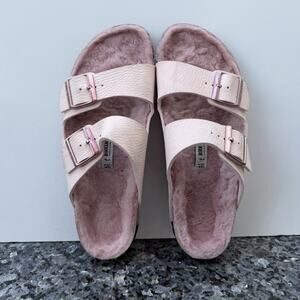 Birkenstock Arizona Shearling Desert Dust Light Rose Microfiber Nar Women’s 10